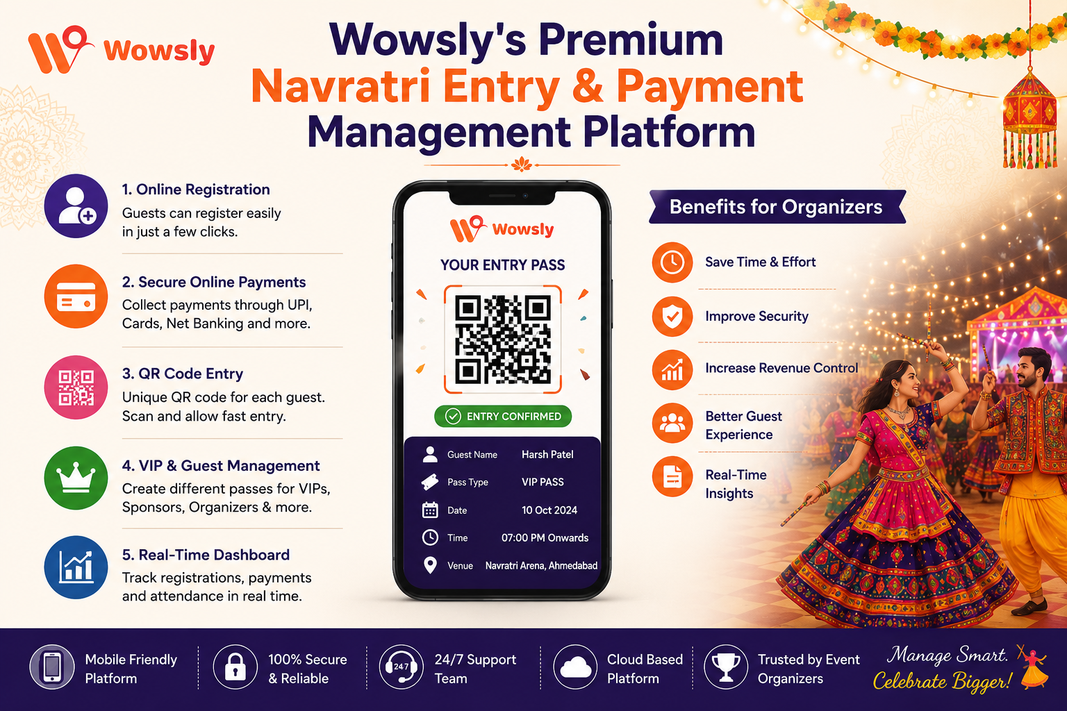 Wowsly's Premium Navratri Entry & Payment Management Platform